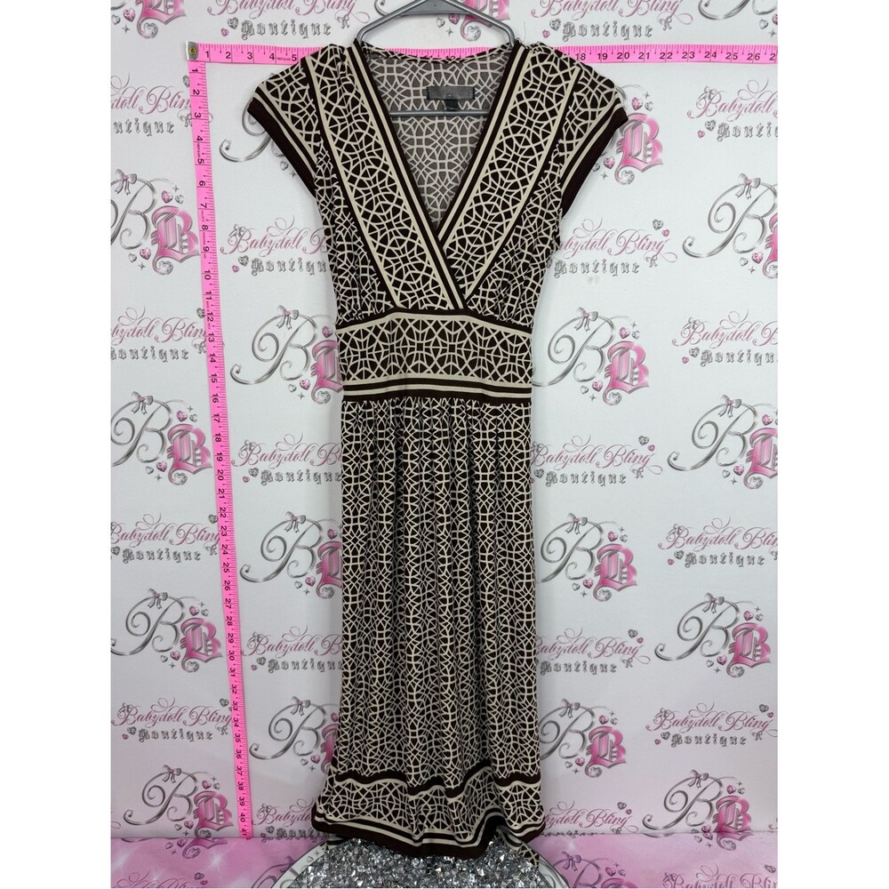 Dress tie up Elegant Black and Cream Patterned Wrap Dress